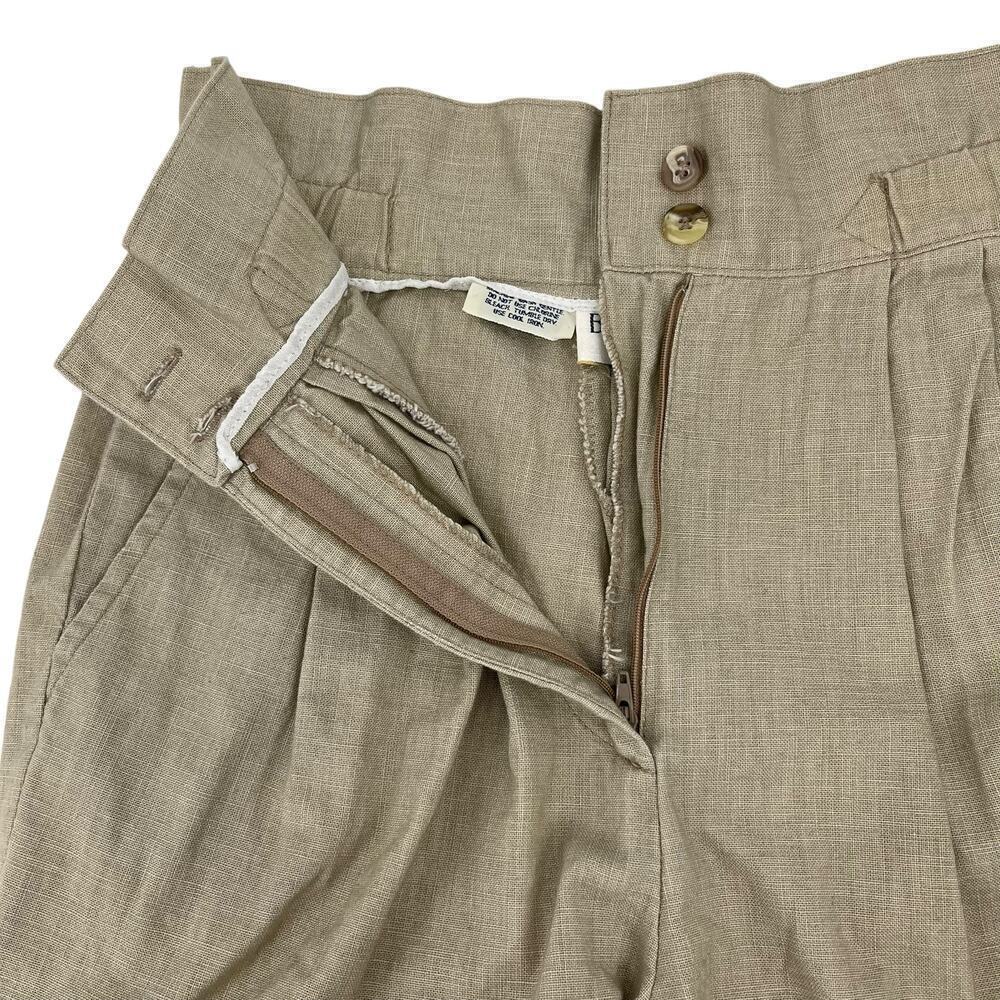 Vintage Paper Bag Trouser Pants Barry Bricken Tan Beige Size 4 - Picture 6 of 7